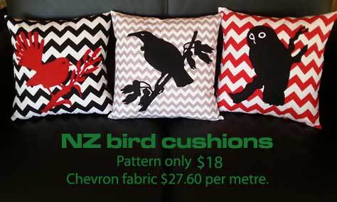 NZ bird applique cushions