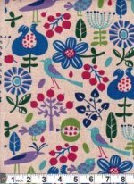 blue birds flowers linen947 1