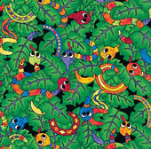 Rainforest buzz - snakes on green