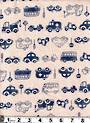 Blue cars on natural linen