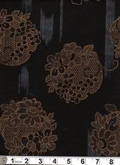 Katori beige flowers on slub indigo weave